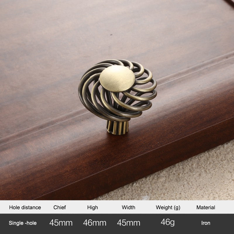 Iron Art Furniture Cabinet Handle Hollow Out Birdcage Design Drawer Wardrobe Door Puller, 22mm Screw