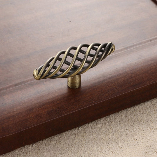 Iron Art Furniture Cabinet Handle Hollow Out Birdcage Design Drawer Wardrobe Door Puller, 22mm Screw