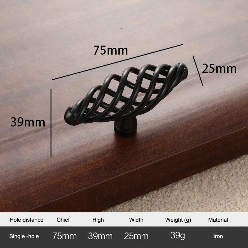 Iron Art Furniture Cabinet Handle Hollow Out Birdcage Design Drawer Wardrobe Door Puller, 22mm Screw
