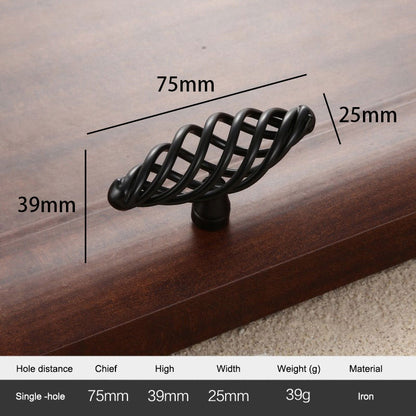 Iron Art Furniture Cabinet Handle Hollow Out Birdcage Design Drawer Wardrobe Door Puller, 22mm Screw
