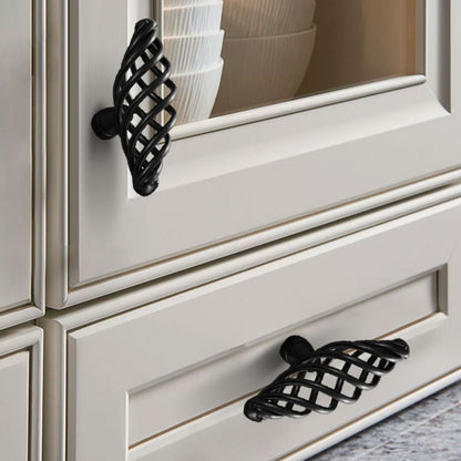 Iron Art Furniture Cabinet Handle Hollow Out Birdcage Design Drawer Wardrobe Door Puller, 22mm Screw