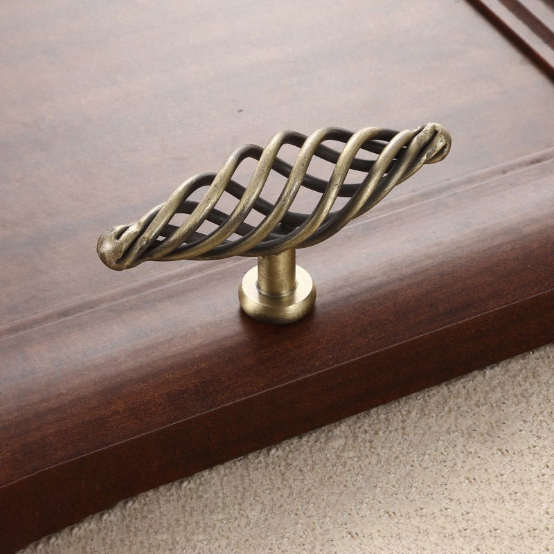 Iron Art Furniture Cabinet Handle Hollow Out Birdcage Design Drawer Wardrobe Door Puller, 22mm Screw