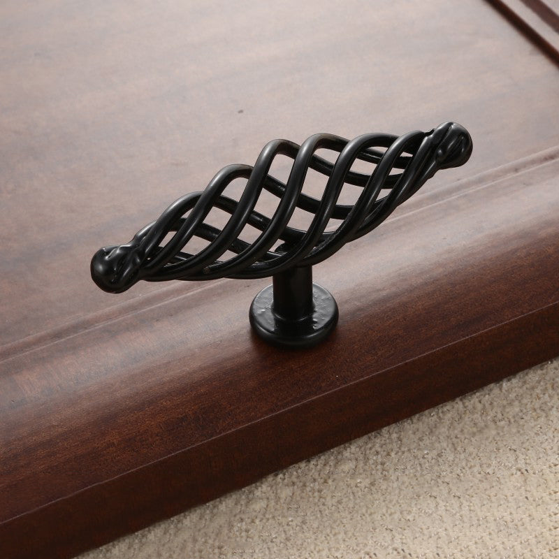 Iron Art Furniture Cabinet Handle Hollow Out Birdcage Design Drawer Wardrobe Door Puller, 22mm Screw