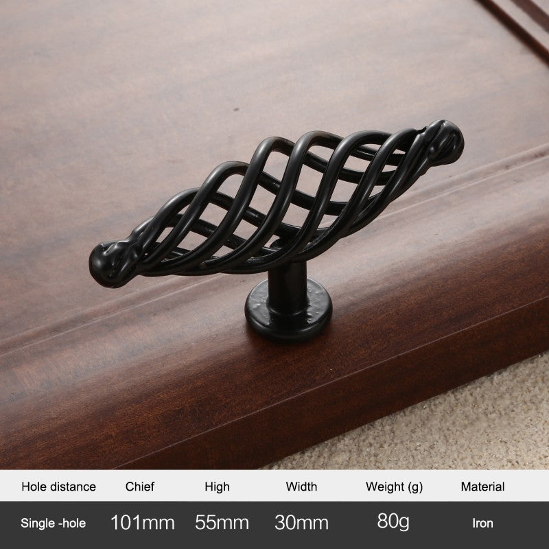 Iron Art Furniture Cabinet Handle Hollow Out Birdcage Design Drawer Wardrobe Door Puller, 22mm Screw
