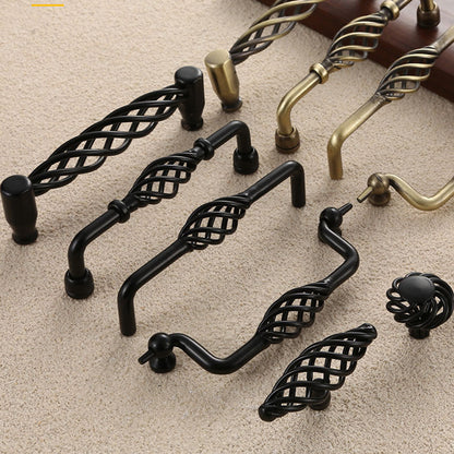 Iron Art Furniture Cabinet Handle Hollow Out Birdcage Design Drawer Wardrobe Door Puller, 22mm Screw