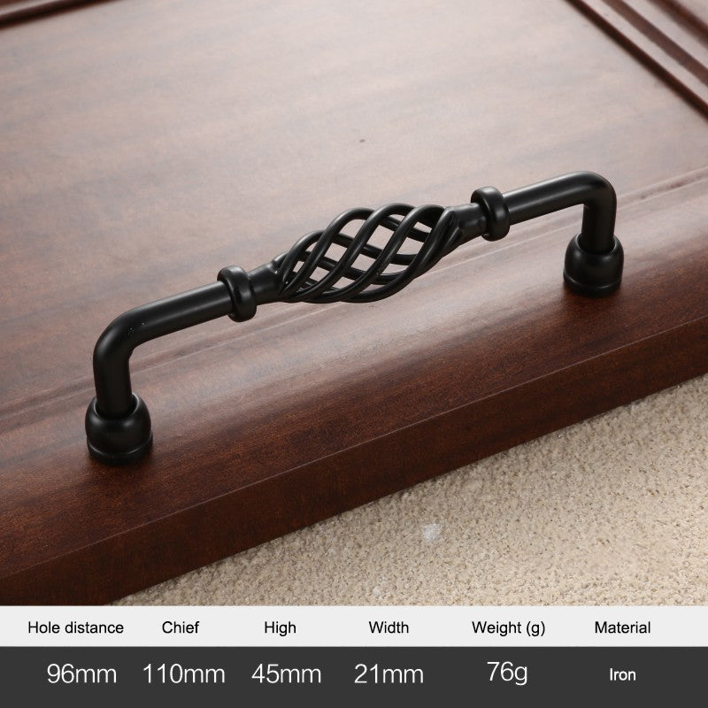 Vintage Kitchen Cabinet Handles Iron Dresser Handles 22mm Screw Hollow Out Birdcage Pulls Room Accessories