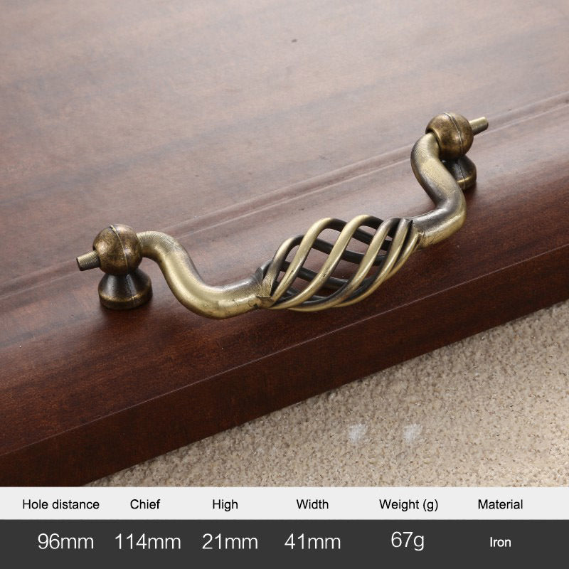 Vintage Kitchen Cabinet Handles Iron Dresser Handles 22mm Screw Hollow Out Birdcage Pulls Room Accessories