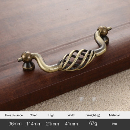 Vintage Kitchen Cabinet Handles Iron Dresser Handles 22mm Screw Hollow Out Birdcage Pulls Room Accessories