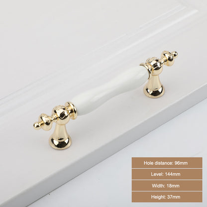 1112K Zinc Alloy + Ceramic European Furniture Pull Handle Cabinet Wardrobe Drawer Handle