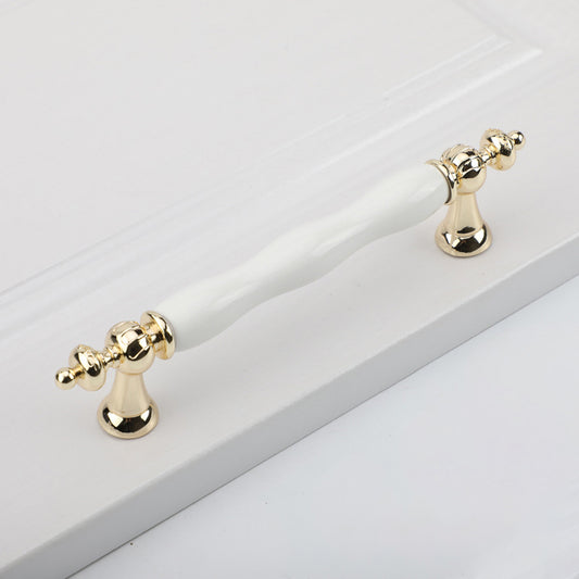 1112K Zinc Alloy + Ceramic European Furniture Pull Handle Cabinet Wardrobe Drawer Handle