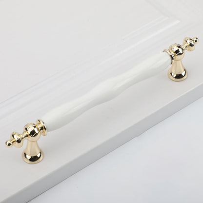 1112K Zinc Alloy + Ceramic European Furniture Pull Handle Cabinet Wardrobe Drawer Handle