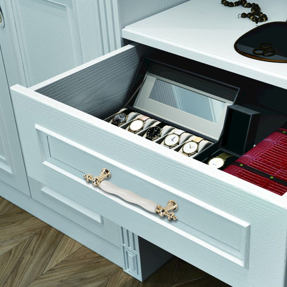 1112K Zinc Alloy + Ceramic European Furniture Pull Handle Cabinet Wardrobe Drawer Handle