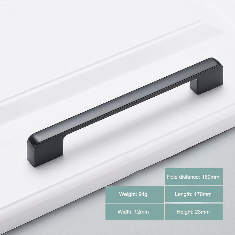 Simple Style Cabinet Handles Zinc Alloy Modern Drawer Pulls Matte Black Hardware Pulls