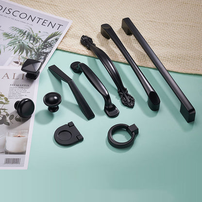 Simple Style Cabinet Handles Zinc Alloy Modern Drawer Pulls Matte Black Hardware Pulls