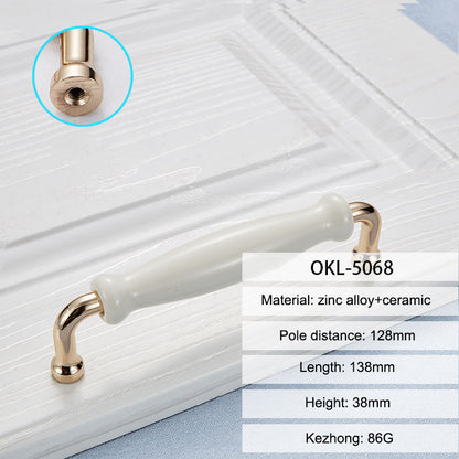 Zinc Alloy + Ceramic Door Pull Handle Cabinet Drawer Wardrobe Cupboard Furniture Handle Knob
