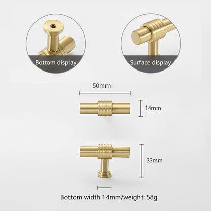 Home Decor Hardware T-shaped Copper Bar Knob Kitchen Bedroom Cabinet Single Screw Hole Pull Handle with 25mm Screw