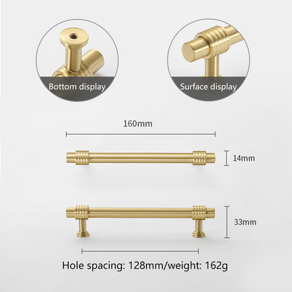 Copper Dresser Pull Kitchen Cabinet Handle Drawer Pull Replacement Home Decorative Hardware with 25mm Screw, 128mm Hole Distance
