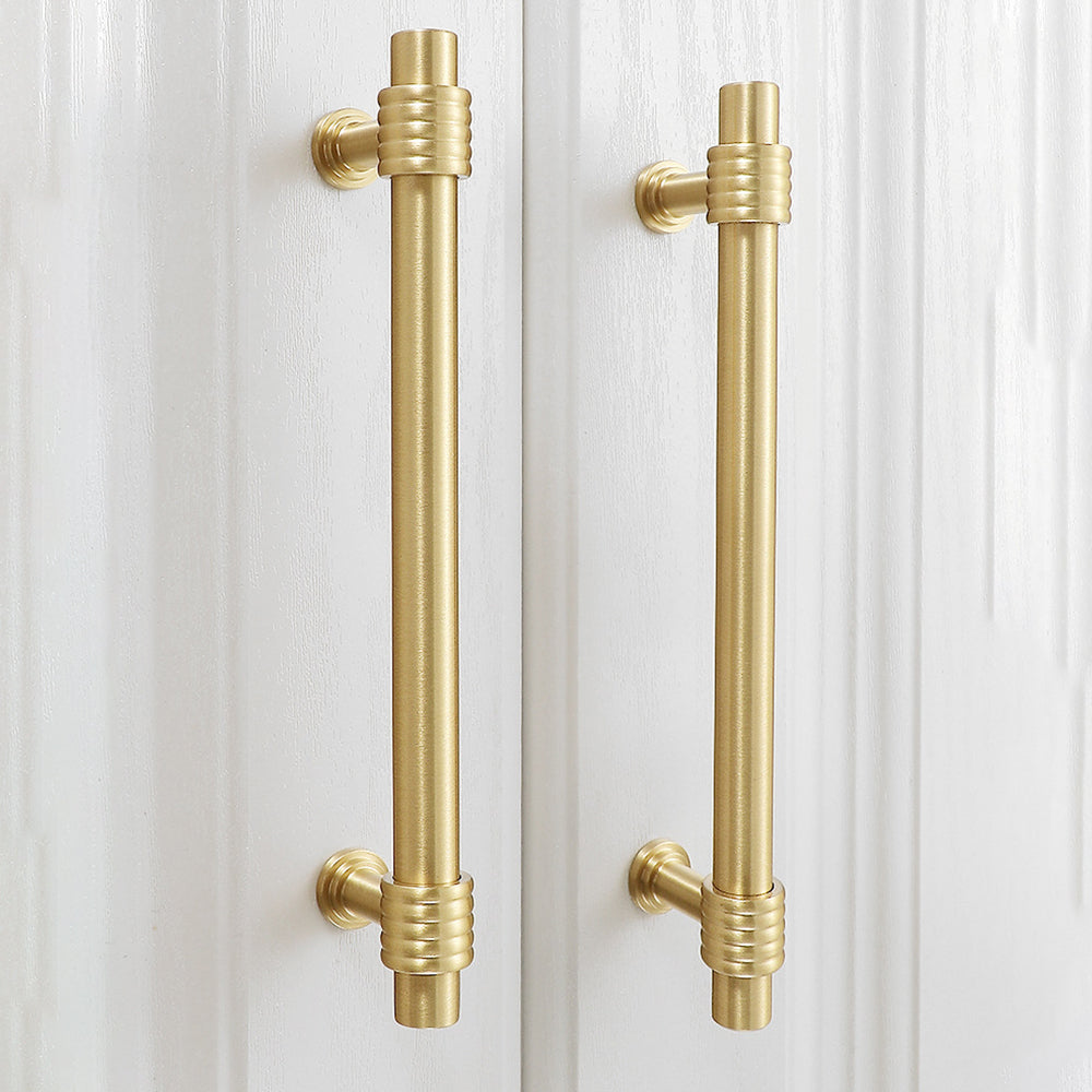 Copper Pull Handle Simple Decoration for Home Cabinet Closet Dresser Drawer 192mm Hole Distance, with 25mm Screw