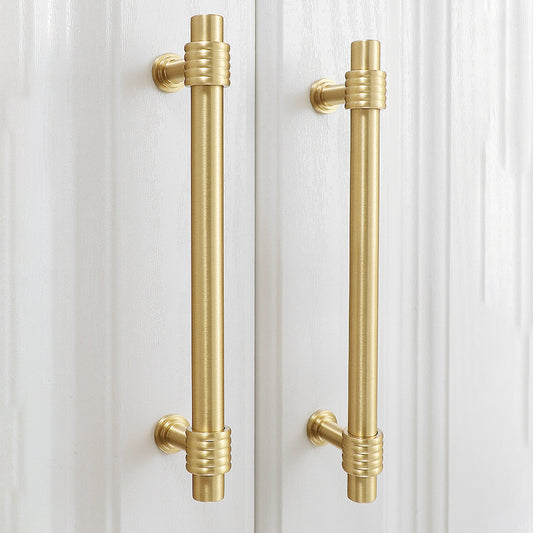 Copper Pull Handle Simple Decoration for Home Cabinet Closet Dresser Drawer 192mm Hole Distance, with 25mm Screw