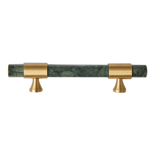 155mm Kitchen Cabinet Door Bar Pull Marble+Brass Home Decor Hardware Handle with 25mm Screw, 96mm Hole Distance