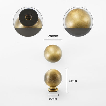 Simple Style Pure Copper Pull Round Cabinet Handle Drawer Wardrobe Knob with 25mm Screw