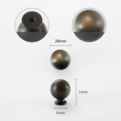 Simple Style Pure Copper Pull Round Cabinet Handle Drawer Wardrobe Knob with 25mm Screw