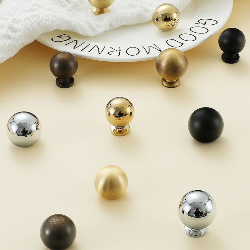 Simple Style Pure Copper Pull Round Cabinet Handle Drawer Wardrobe Knob with 25mm Screw