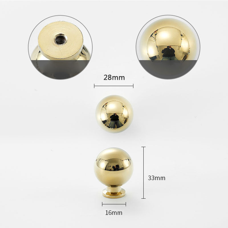 Simple Style Pure Copper Pull Round Cabinet Handle Drawer Wardrobe Knob with 25mm Screw