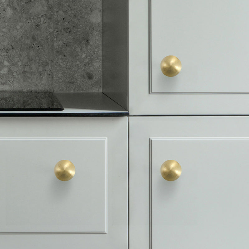 Simple Style Pure Copper Pull Round Cabinet Handle Drawer Wardrobe Knob with 25mm Screw