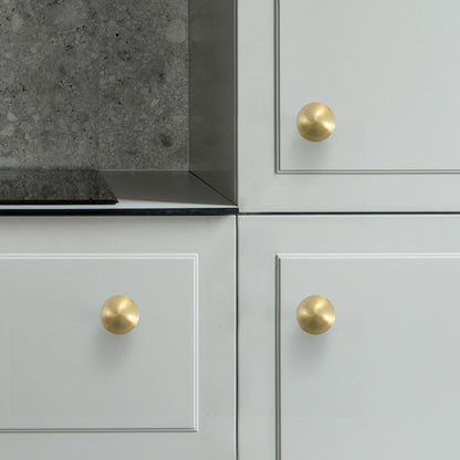 Simple Style Pure Copper Pull Round Cabinet Handle Drawer Wardrobe Knob with 25mm Screw