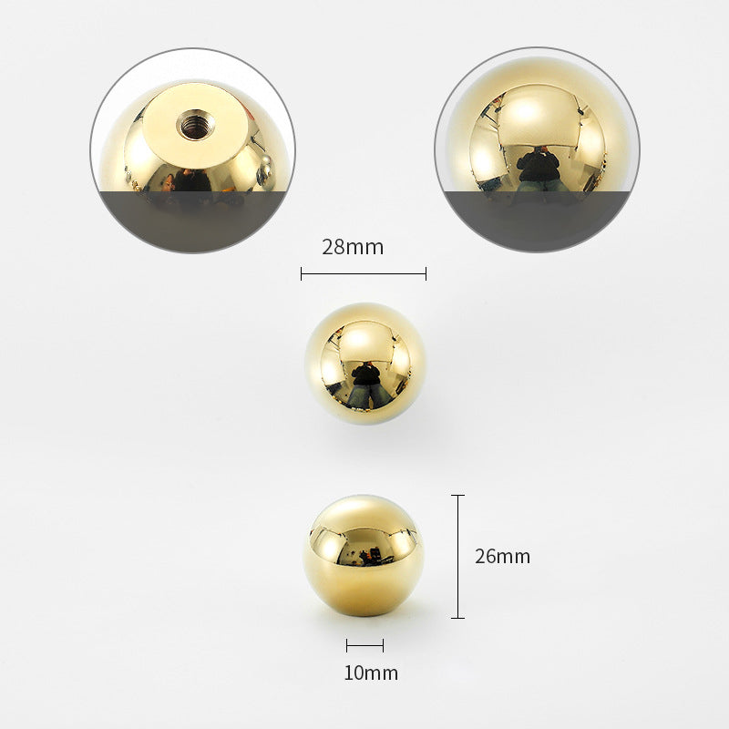 Simple Style Pure Copper Pull Round Cabinet Handle Drawer Wardrobe Knob with 25mm Screw