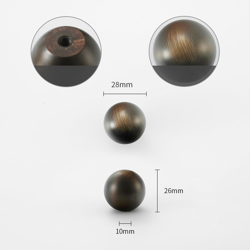 Simple Style Pure Copper Pull Round Cabinet Handle Drawer Wardrobe Knob with 25mm Screw