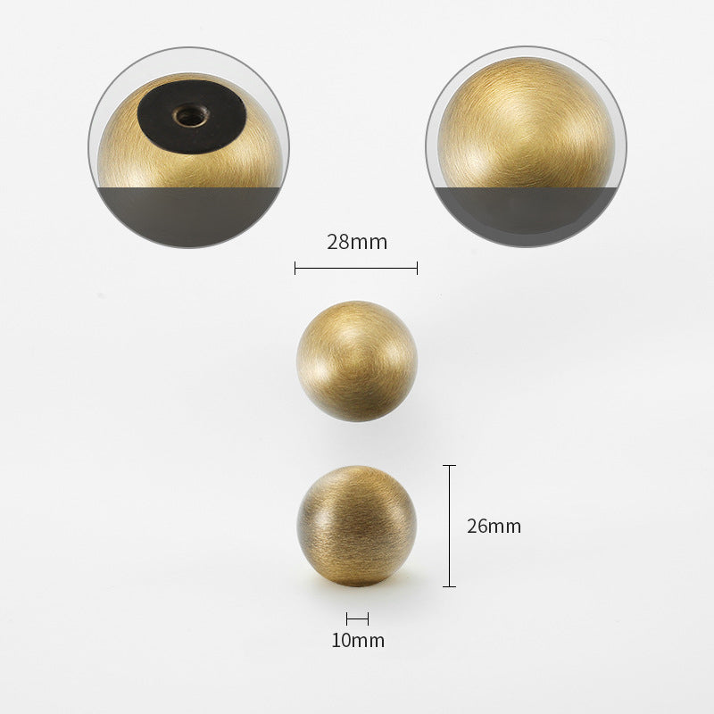 Simple Style Pure Copper Pull Round Cabinet Handle Drawer Wardrobe Knob with 25mm Screw