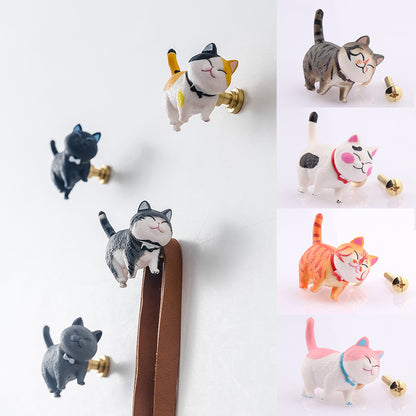 PVC+Brass Single Hole Furniture Handle Cute Cat Rotatable Drawer Wardrobe Cabinet Pull Handle, 25mm Screw