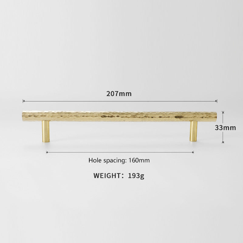 160mm Hole Pitch Hammered Texture Brass Handle Furniture Parts Cabinet Drawer Wardrobe Pull Handle with 25mm Screw