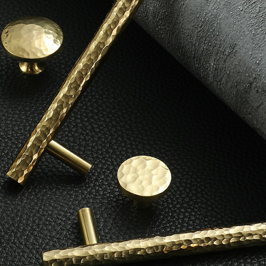 96mm Hole Pitch Hammered Texture Brass Pull Handle Cabinet Drawer Wardrobe Furniture Handle with 25mm Screw