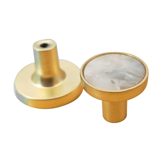 Zinc Alloy Shell Marble Texture Furniture Round Handle Drawer Wardrobe Cabinet Door Knob, 22mm Screw