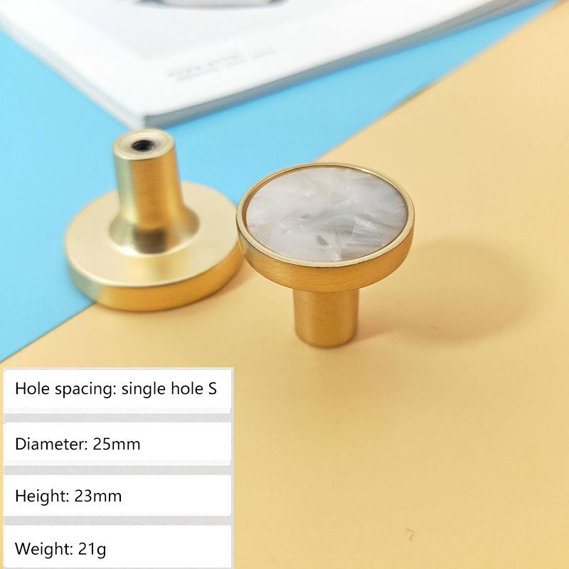 Zinc Alloy Shell Marble Texture Furniture Round Handle Drawer Wardrobe Cabinet Door Knob, 22mm Screw