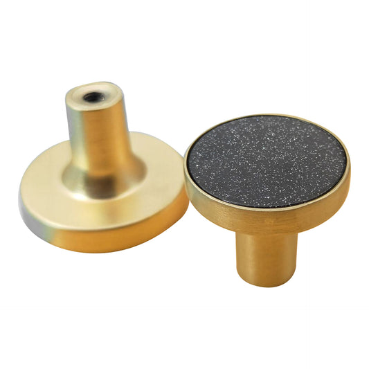 Zinc Alloy Shell Marble Texture Furniture Round Handle Drawer Wardrobe Cabinet Door Knob, 22mm Screw