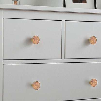 Zinc Alloy Shell Marble Texture Furniture Round Handle Drawer Wardrobe Cabinet Door Knob, 22mm Screw