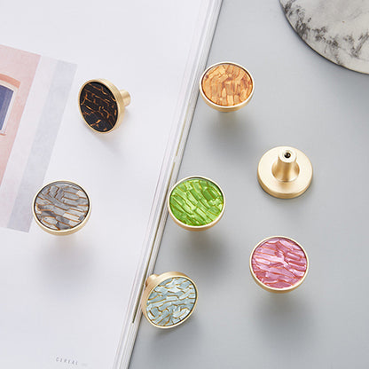 Zinc Alloy Shell Marble Texture Furniture Round Handle Drawer Wardrobe Cabinet Door Knob, 22mm Screw