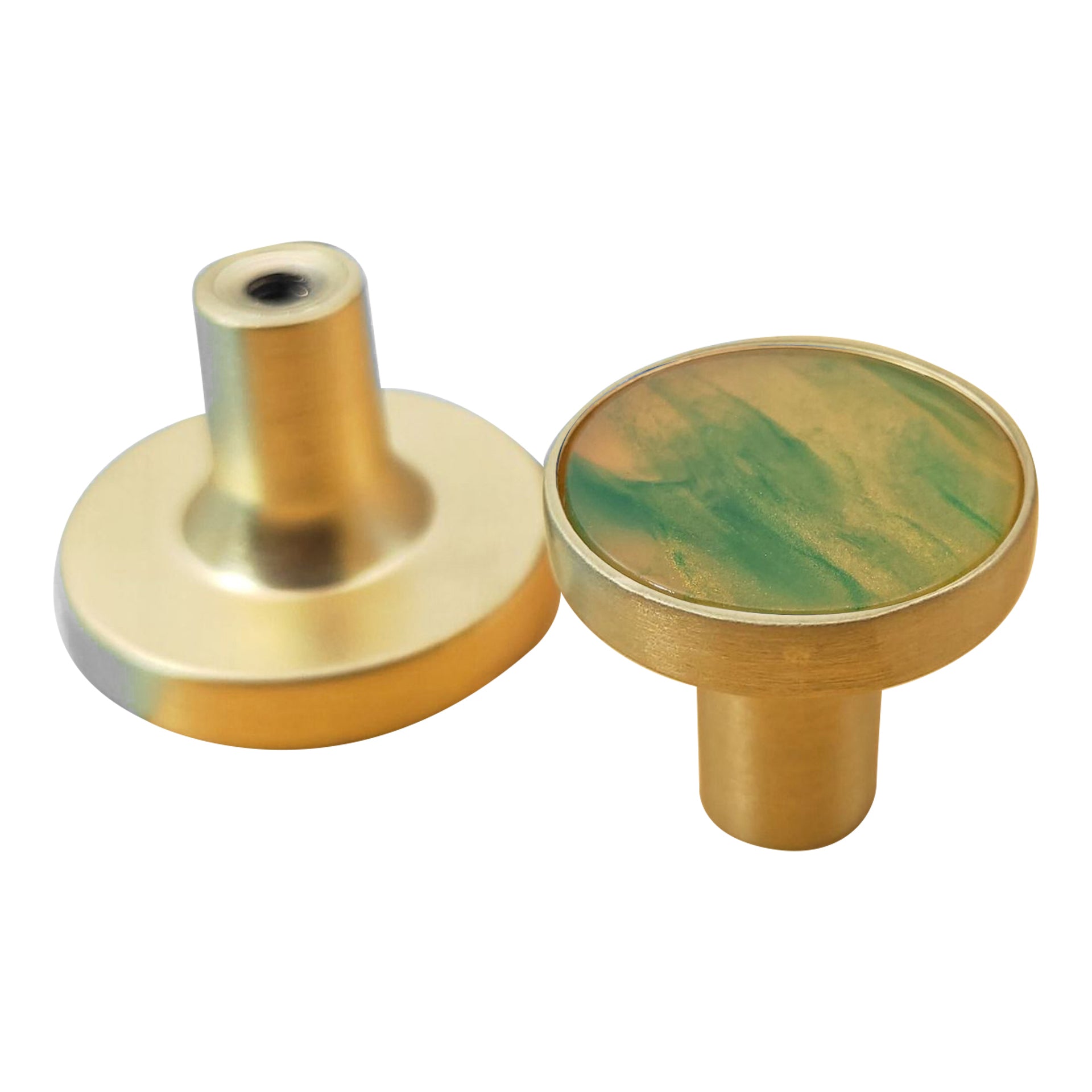 Zinc Alloy Shell Marble Texture Furniture Round Handle Drawer Wardrobe Cabinet Door Knob, 22mm Screw
