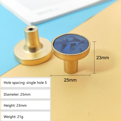 Zinc Alloy Shell Marble Texture Furniture Round Handle Drawer Wardrobe Cabinet Door Knob, 22mm Screw