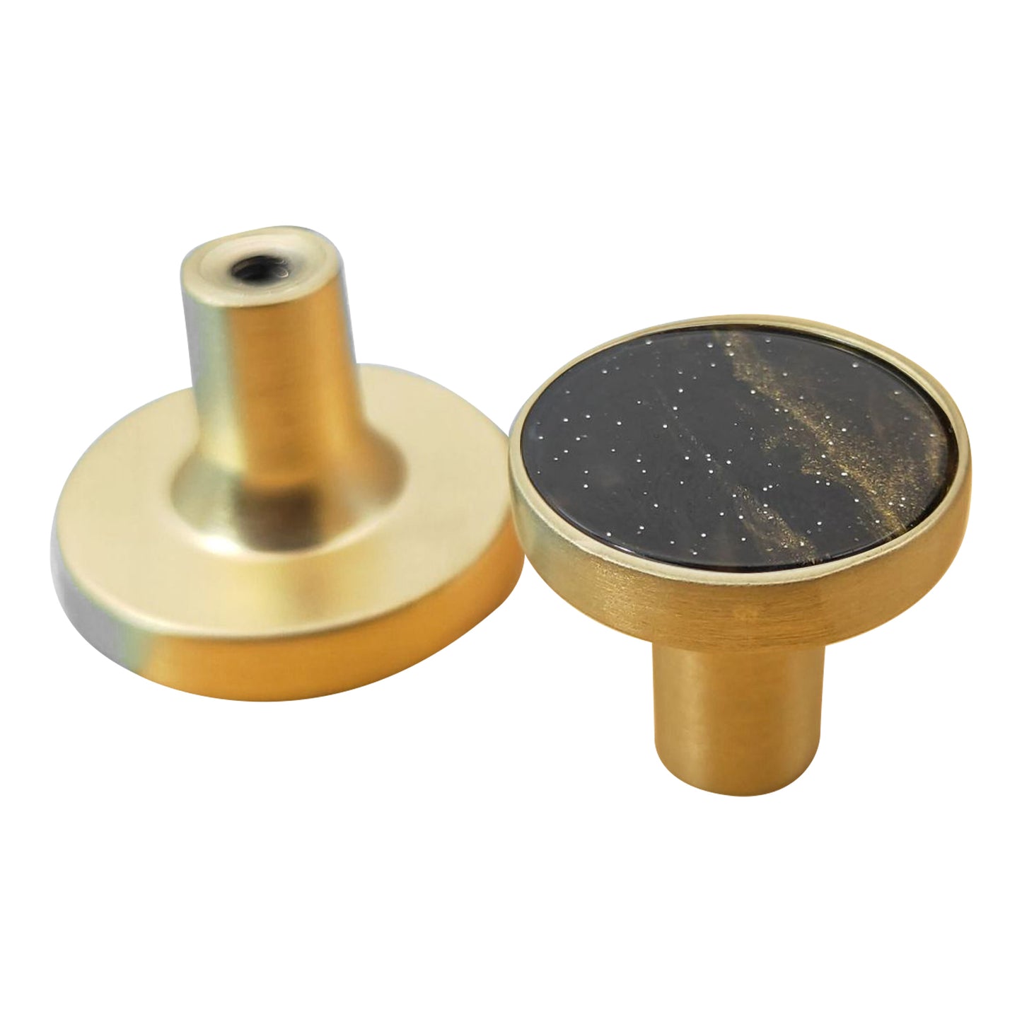 Zinc Alloy Shell Marble Texture Furniture Round Handle Drawer Wardrobe Cabinet Door Knob, 22mm Screw