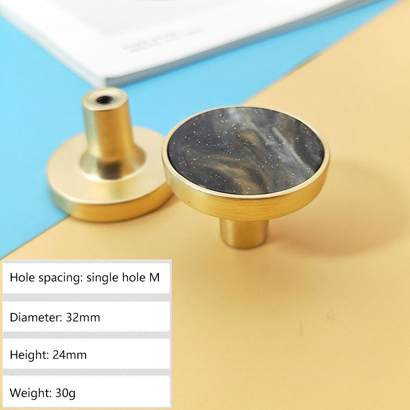 Zinc Alloy Shell Marble Texture Furniture Round Handle Drawer Wardrobe Cabinet Door Knob, 22mm Screw