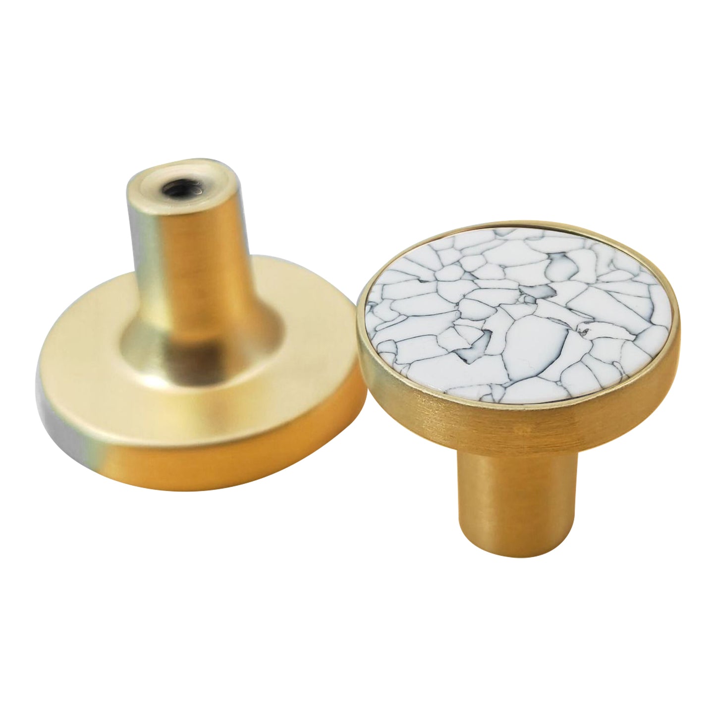Zinc Alloy Shell Marble Texture Furniture Round Handle Drawer Wardrobe Cabinet Door Knob, 22mm Screw