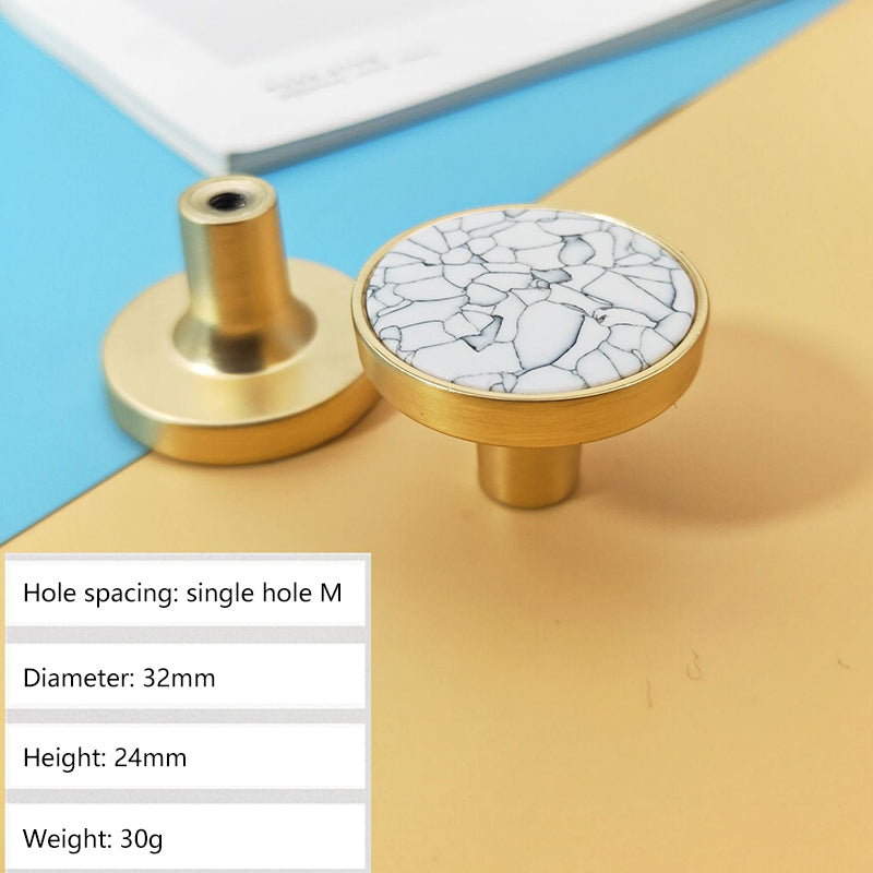 Zinc Alloy Shell Marble Texture Furniture Round Handle Drawer Wardrobe Cabinet Door Knob, 22mm Screw