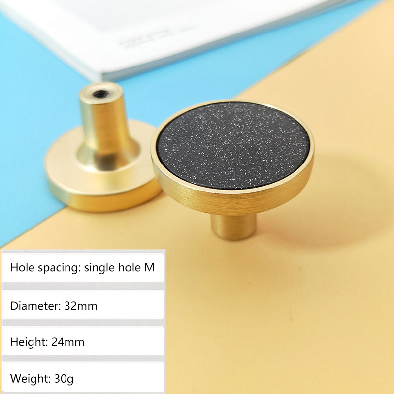 Zinc Alloy Shell Marble Texture Furniture Round Handle Drawer Wardrobe Cabinet Door Knob, 22mm Screw