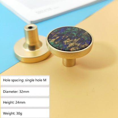 Zinc Alloy Shell Marble Texture Furniture Round Handle Drawer Wardrobe Cabinet Door Knob, 22mm Screw