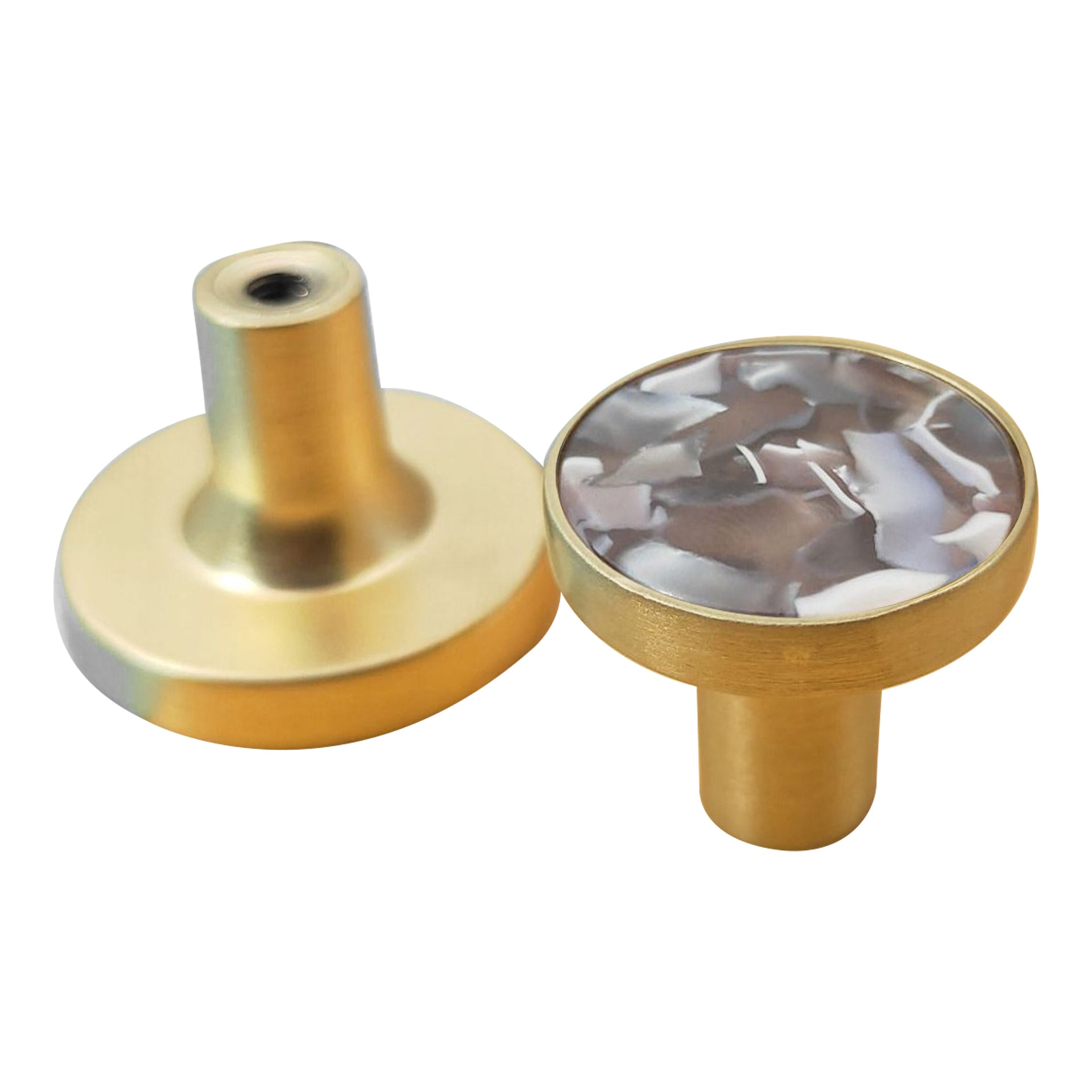 Zinc Alloy Shell Marble Texture Furniture Round Handle Drawer Wardrobe Cabinet Door Knob, 22mm Screw